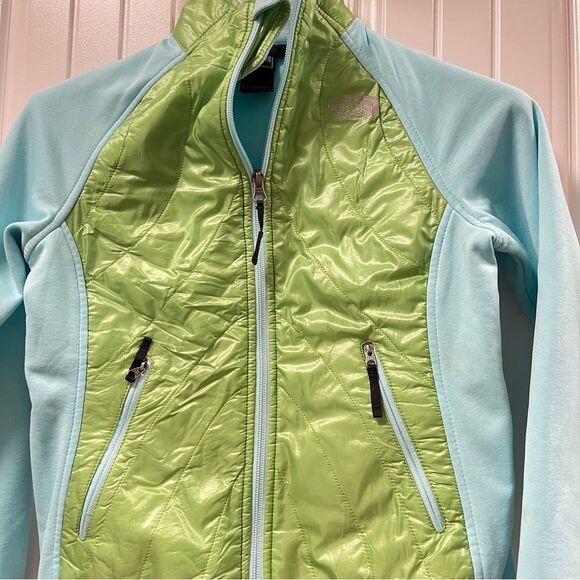 North Face Girls Fleece Hybrid Jacket Blue & Lime - 10-12Y - Picture 4 of 11